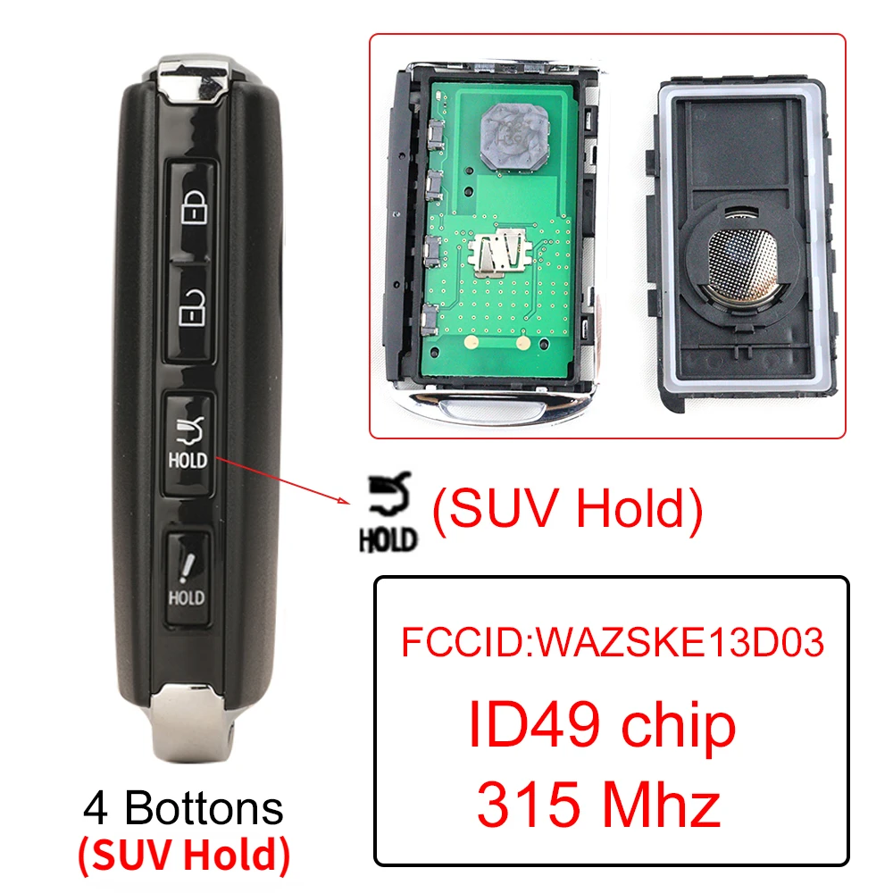 

WAZSKE13D03+ID49Chip+315 МГц Автомобильный смарт-брелок для Mazda 3 6 MX-5 MIATA CX-9 CX-3 CX-5 CX-30 Axela CX-4 CX-8 CX9 2019-2023