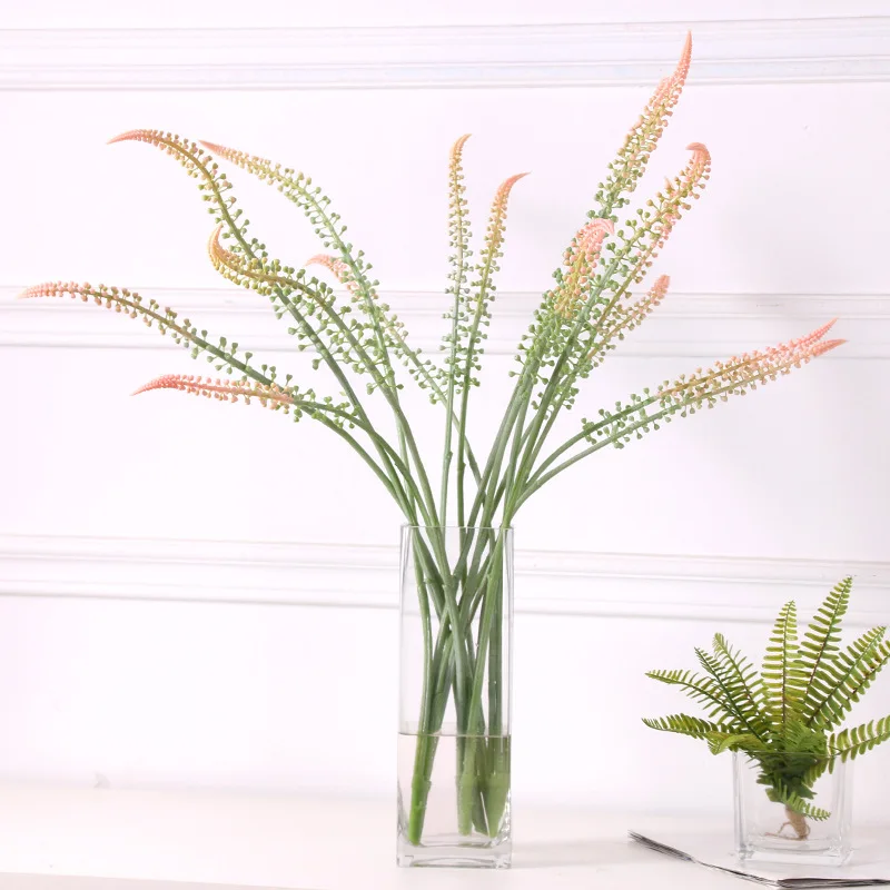 

Simulation 2 Fork Plastic Green Plants Horsetail Indoor Home Living Room Dining Table Decoration Wedding Artificial Fake Flowers