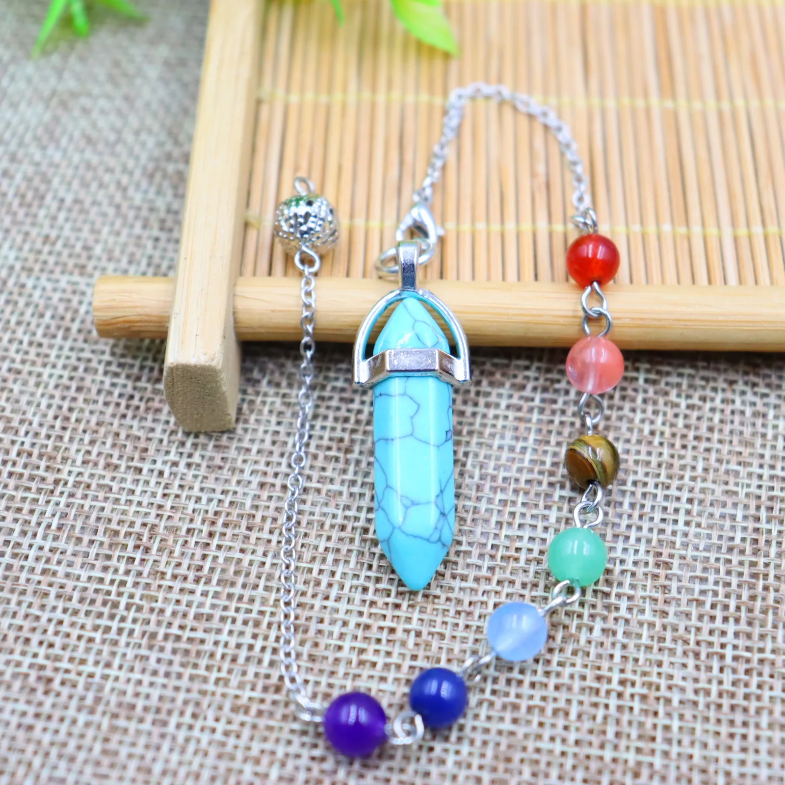 

Natural Stone Agate Crystal Hexagonal Column Necklace 7 Chakras 2 Head Pointed Cone Pendant Bullet Amulet Pendulum Of Couple