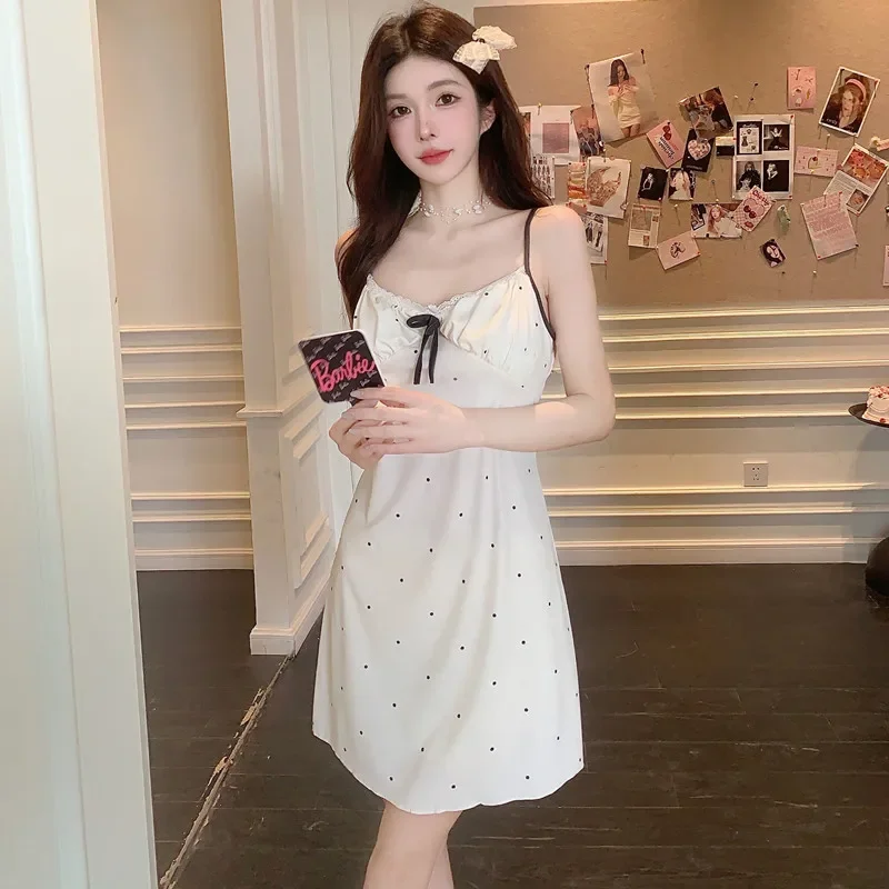 Новинка 2024 женская летняя сексуальная кружевная ночная рубашка из модала одежда