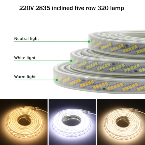 Водонепроницаемая светодиодная лента XUNATA 220В 320LED/м теплый белый