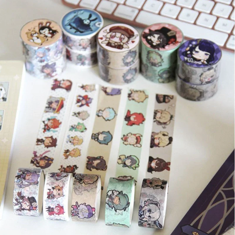 

Cute Stationery Tape Supplies Adhesive Masking Tape Washi Genshin 1 Tape Decorative Anime Impact Scrapbooking Roll School