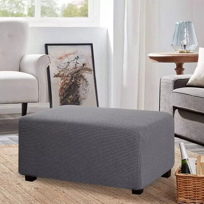 

Stretch Ottoman Cover, Footstool Sets Non-slip Embossed Footstool Cover for Living Room-S-Ottoman Cover