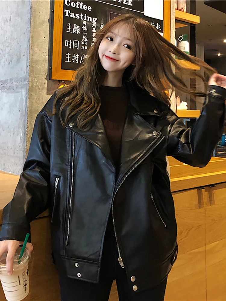 Autumn Winter Fashion  Chaquetas Leather Jacket Women Pu Leather Jackets Chaqueta Mujer Biker Cool Girl Fall Clothes for Women