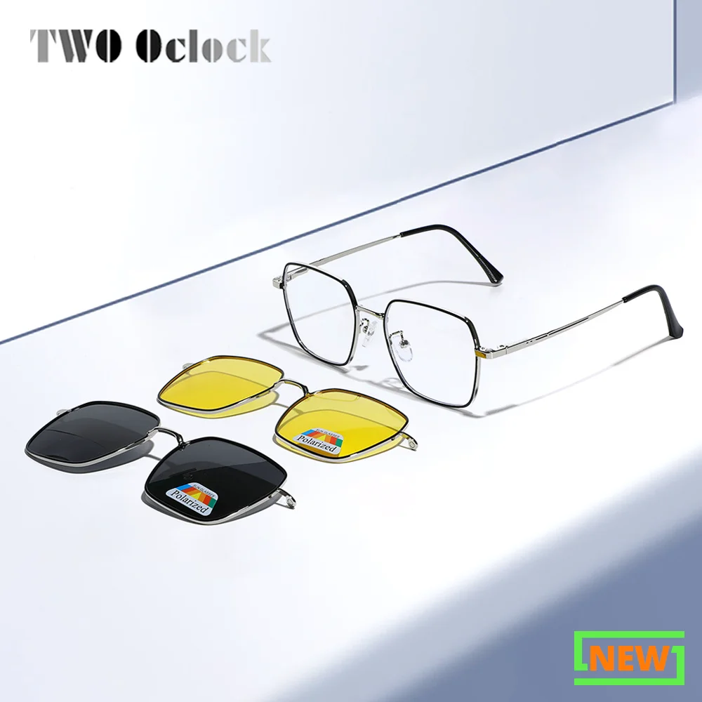 Квадратные магнитные солнцезащитные очки для женщин и мужчин 3 в 1 клипсовые