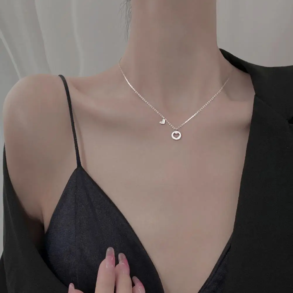 

Women Necklace Adjustable Jewelry Gift Sweet Hollow Love Heart Pendant Clavicle Chain Necklace for Daily Wear Heart Necklace