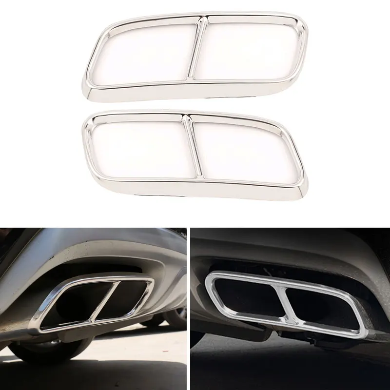 

Нержавеющая сталь, 2 шт., серебристый автомобильный глушитель, глушитель выхлопной трубы, крышка выходной части, отделка для Audi Q7 2016 2017 2018