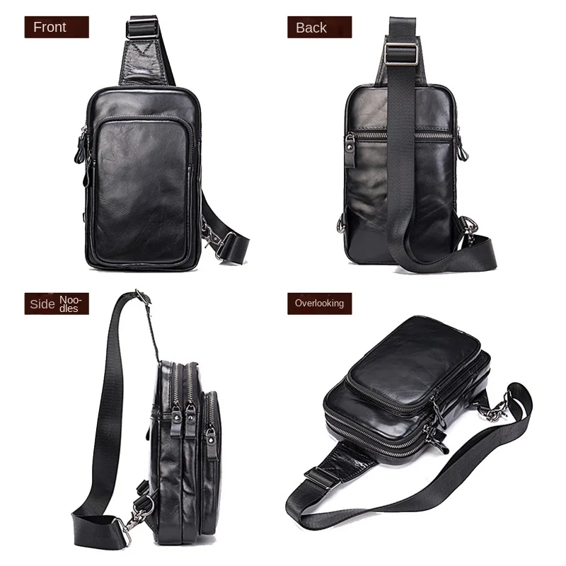 New Genuine Leather Crossbody Bags For Men High Quality Chest Bag Large Capacity Sling Bag Male Business Strap Shoulder Bag