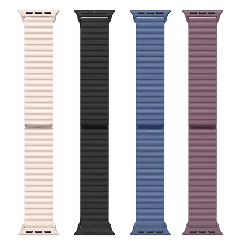 Фото Магнитный силиконовый ремешок для Apple Watch Ultra 3, 2, 49 мм, 46 мм, 45 мм, 44 мм, спортивный браслет, ремешок для IWatch Series 11, 10, 9, 8, 7, 6, SE3 №1