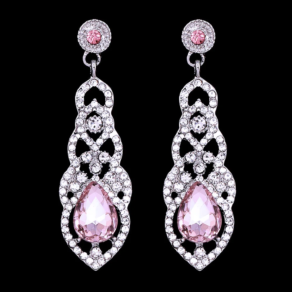 

Элегантные висячие серьги TREAZY с розовыми кристаллами для женщин, висячие серьги для свадебной вечеринки, женские серьги, подарки на день рождения