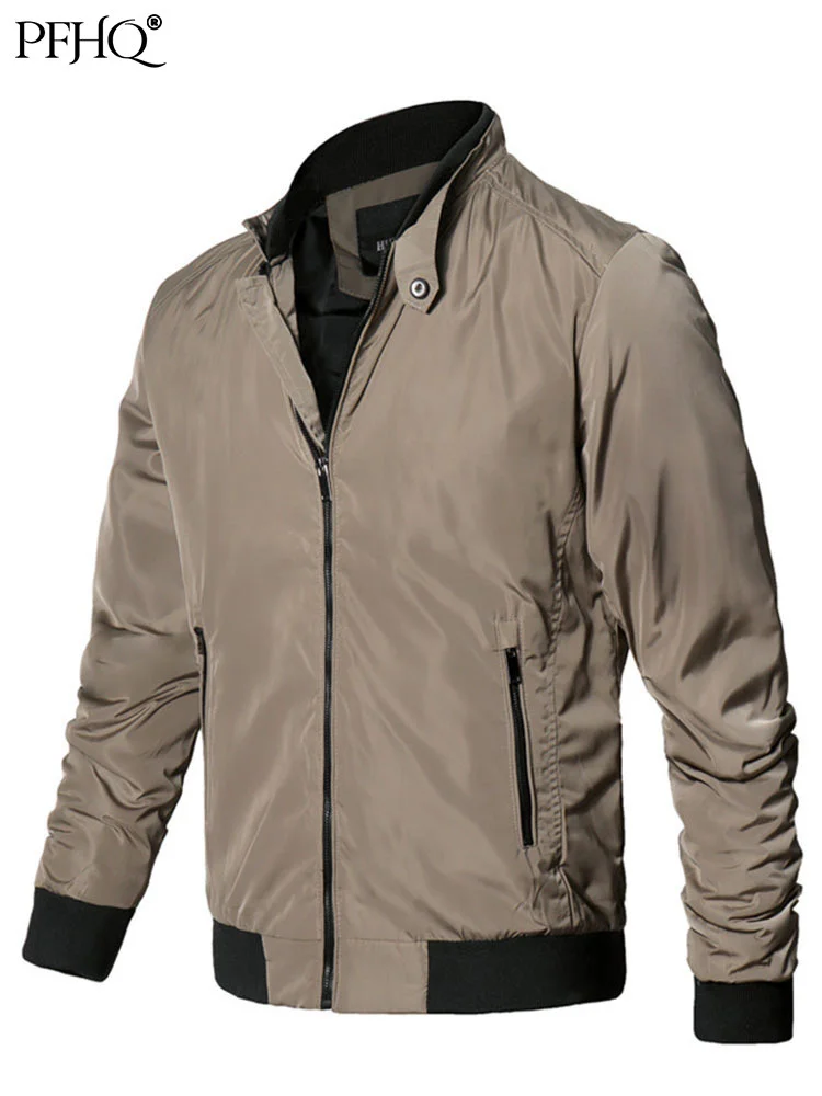 

PFHQ New Men's Stand Collar Casual Jackets Cotton Thick Outdoor Coat Fashion Windbreaker Cool Clothing Autumn Winter 21Q1786