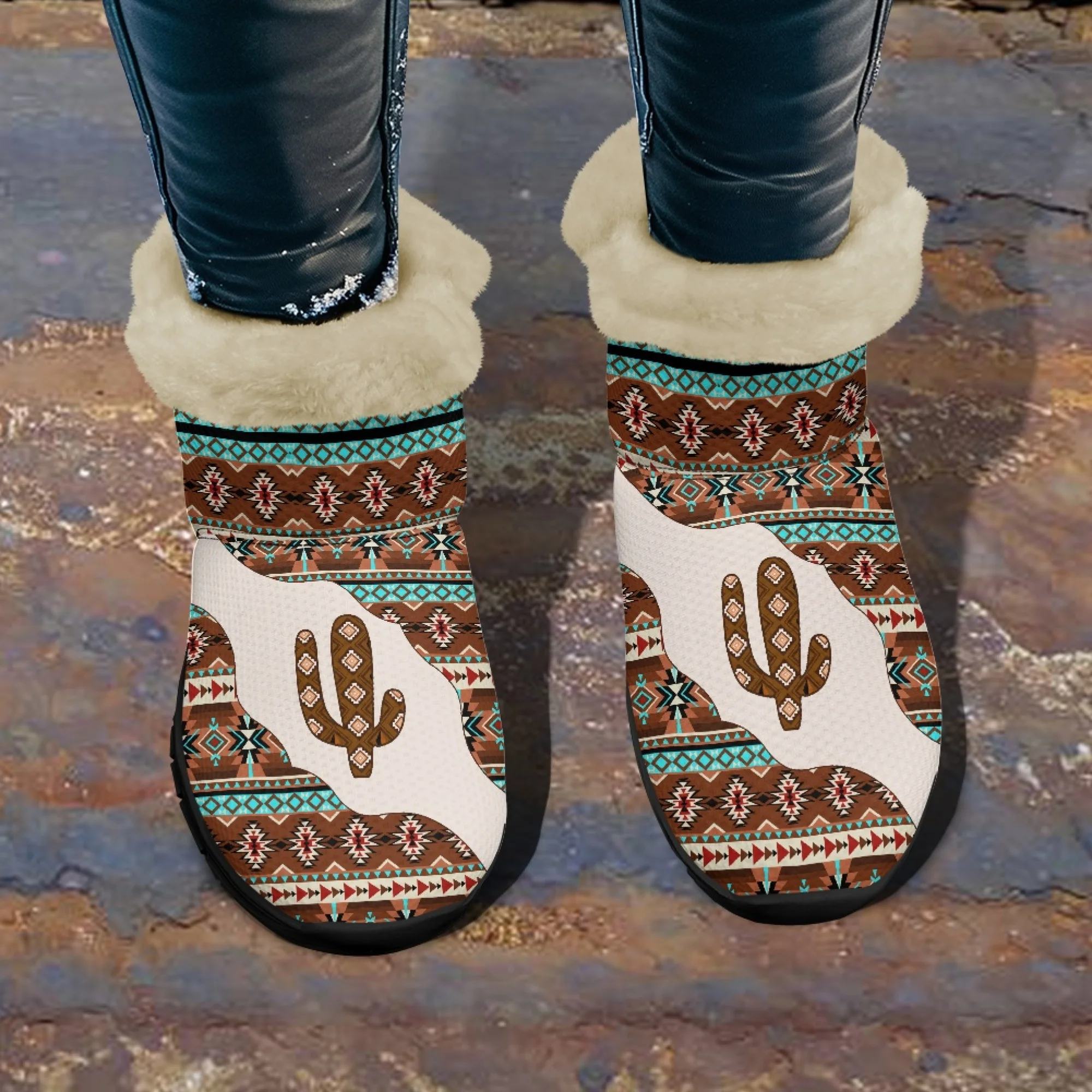 INSTANTARTS/женские зимние ботинки в полинезийском племени с принтом кактуса