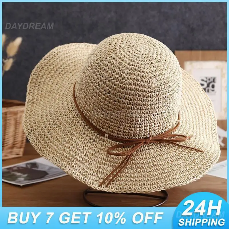 

Wide Brimmed Straw Hat Lightweight And Breathable Large Brim Straw Hats Beach Travel Hat Not Stuffy And Hot Round Top Foldable