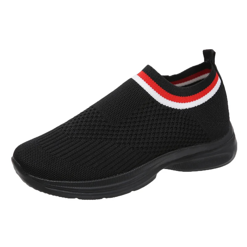 

Кроссовки женские сетчатые, повседневная прогулочная обувь, плоская подошва, дышащие, черные