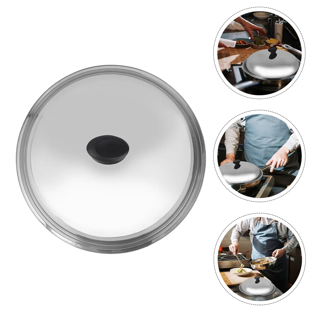

Hot Pot Cover Wok Household Pan Lid Stainless Steel Round Home Accessory Multi-function Universal Lids