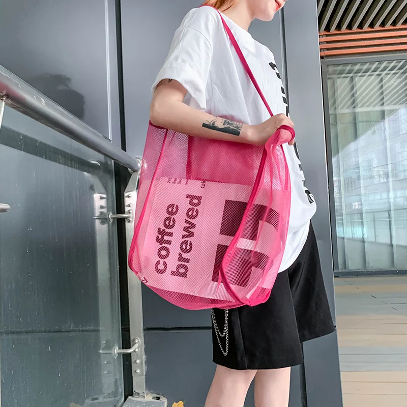 

Women Mesh Beach Bag Extra Large Beach Bag Totes for Holding Beach Toys Towel Grocery Picnic Shoulder Handbag Shopping Bag