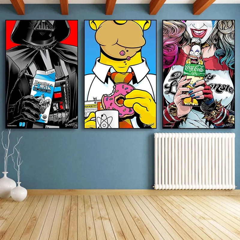 

Настенная картина с изображением вымышленной еды в стиле поп на холсте, модный плакат и печать, домашний декор, подвесная Картина на холсте, ...