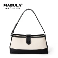 mabula 2022 brand leather underarm hobo shoulder purse for women fashion zip up top handle bag casual clutch handbag