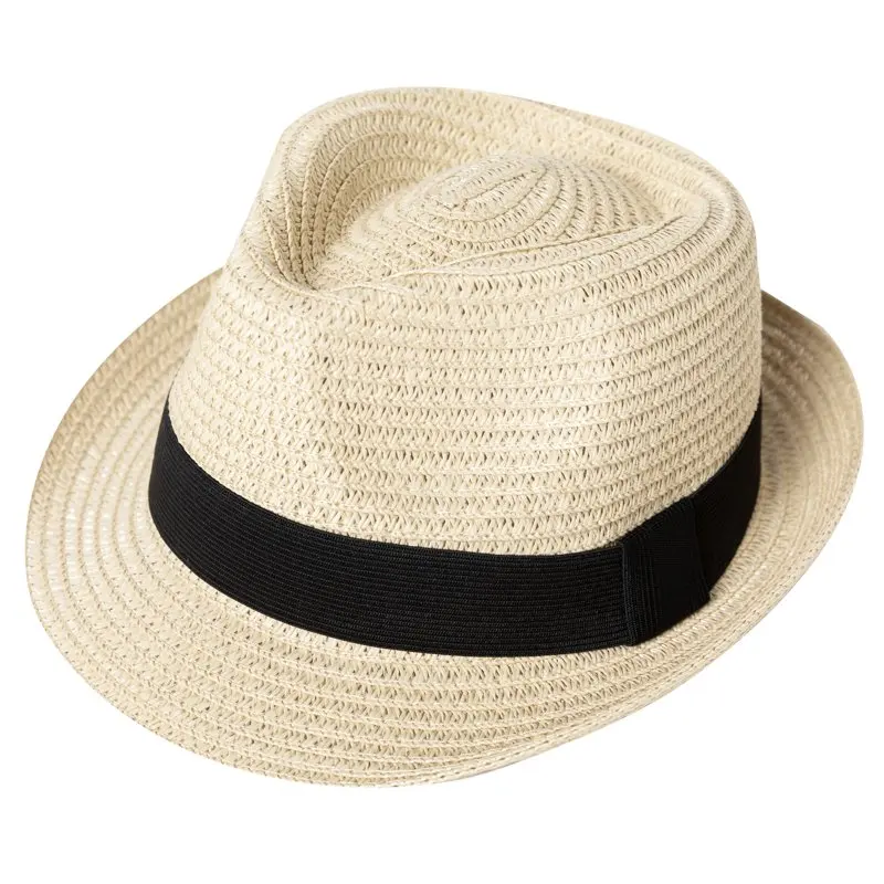 

Comhats Toddlers Staw Fedora Summer Sun hat UPF Kids Boys& Girls Beach Outdoor Children Panama Trilby Beige 2-5years