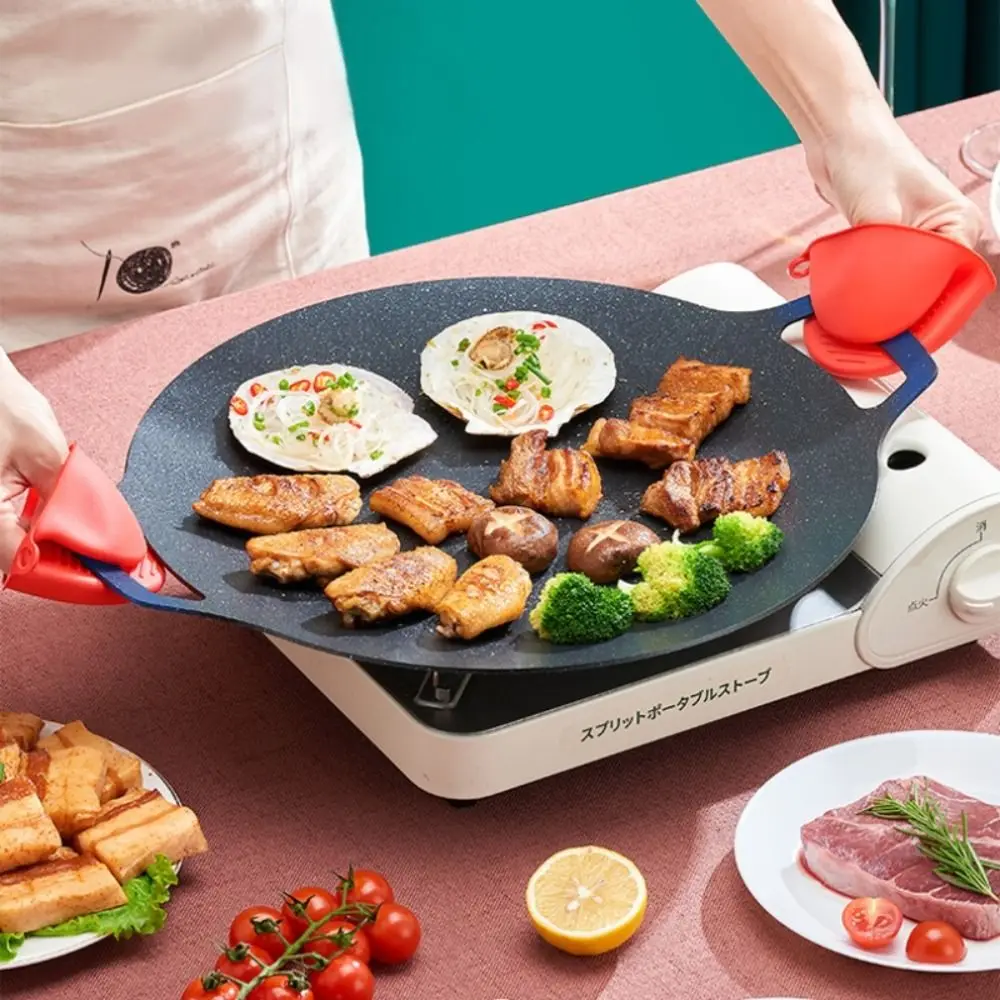 

Korean Round Grill Pan Barbecue Accessories Non-Stick Frying Pan Travel Camping Kitchen Bakeware Barbecue Plate Bakeware