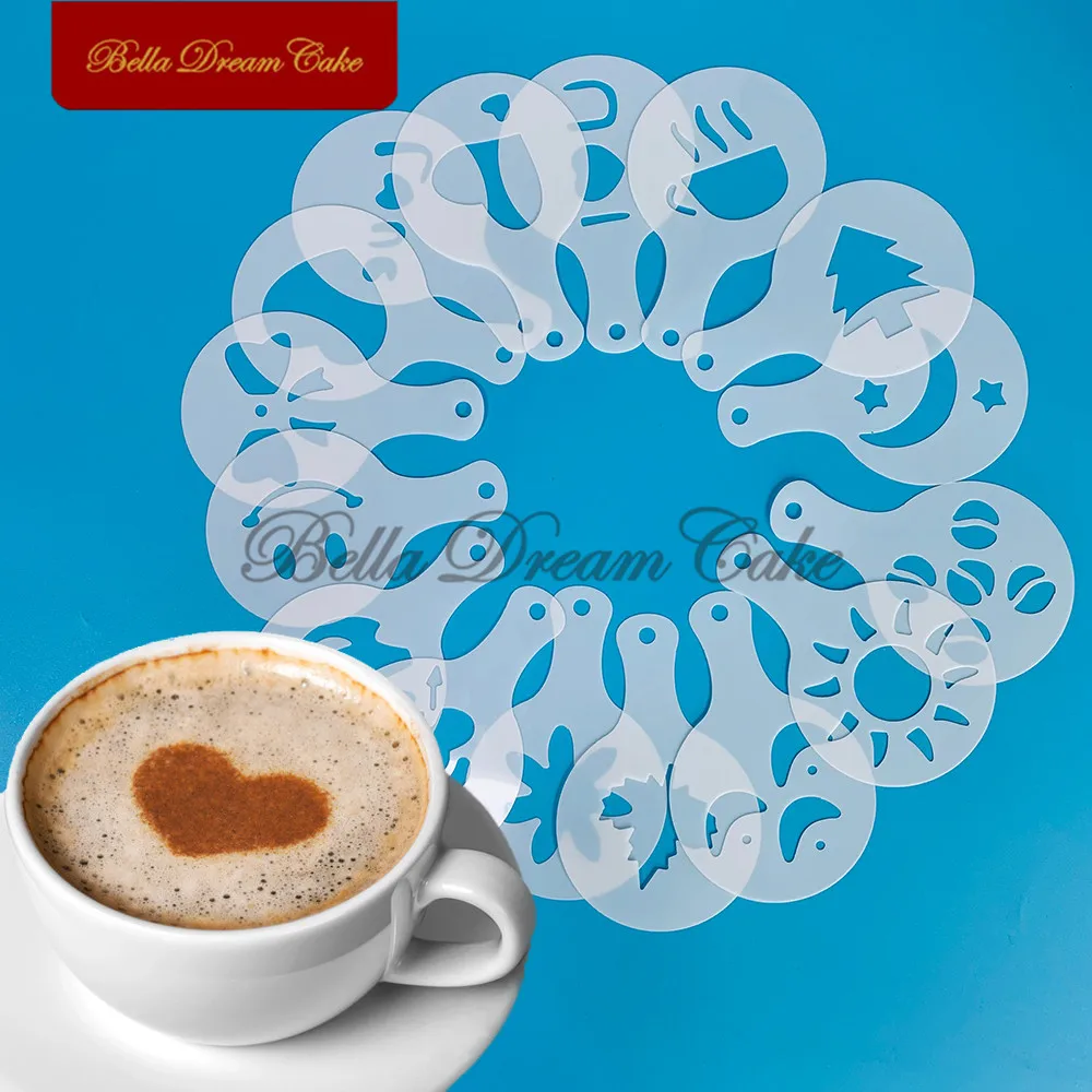 16 шт./набор пластиковые шаблоны для шоколада и кофе