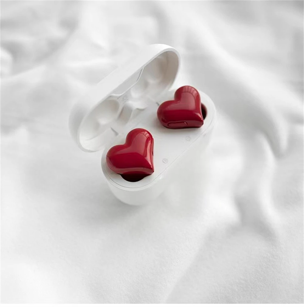 

New Wireless Bluetooth Headset Heart-shaped Noise Reduction Waterproof Sweat-proof High Quality Stereo Sound In-ear Headphones