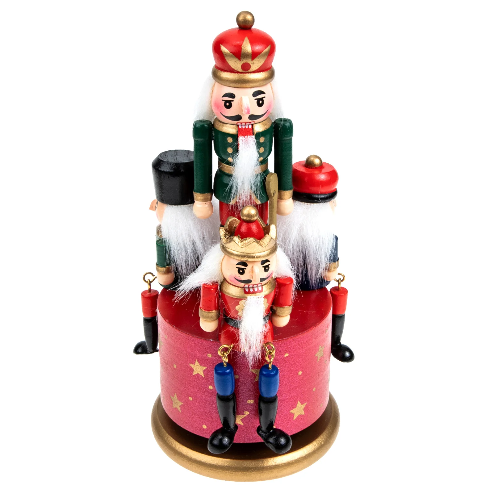 

Boxnutcracker Christmas Musicalwoodensoldier Birthday Boysrotating Giftdesktop Clockwork Ornament Vintagewind Decorations Wood