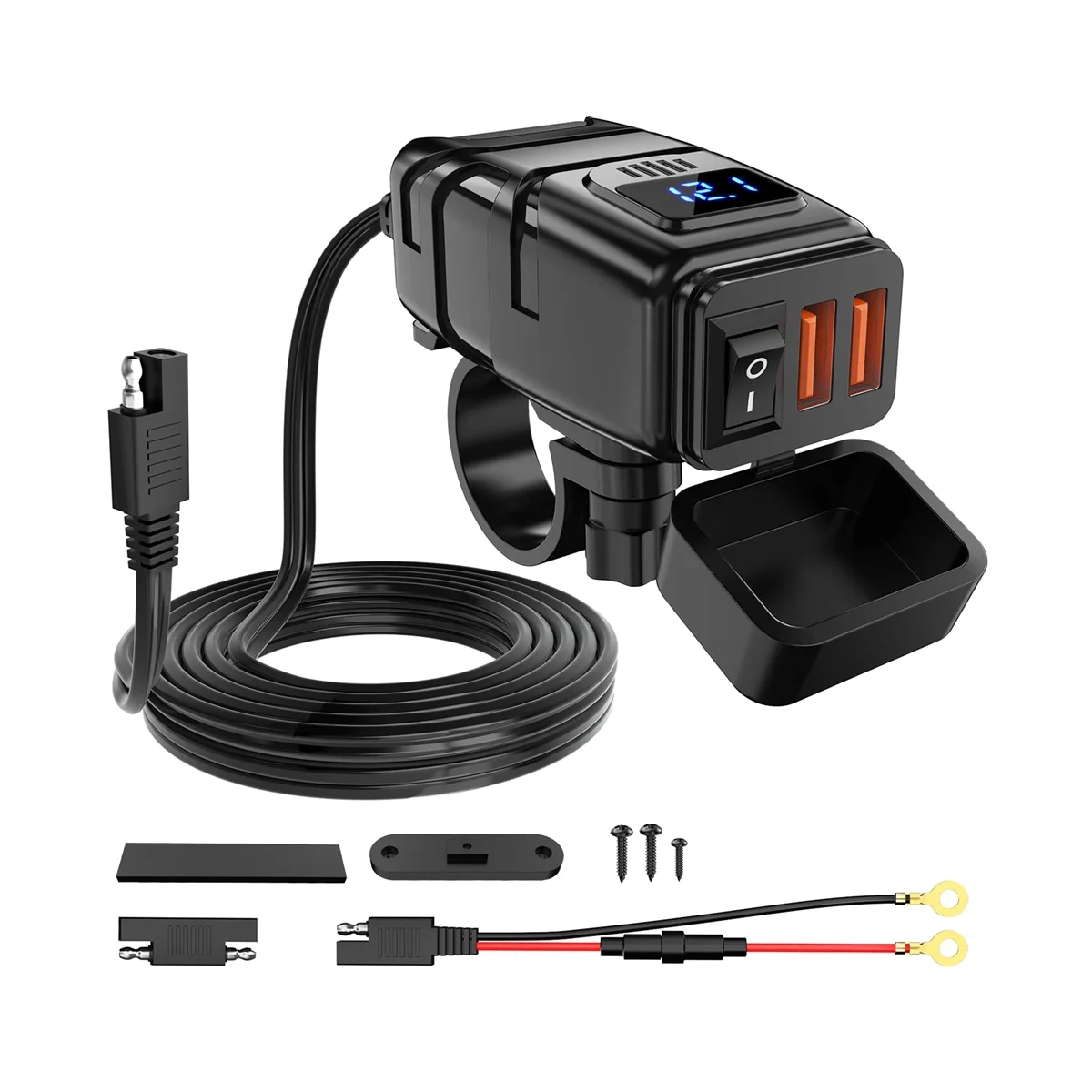 

Зарядное устройство USB для мотоцикла, 3,0 А, быстрая зарядка, зарядное устройство для телефона с двумя USB-портами для мотоцикла с вольтметром и...