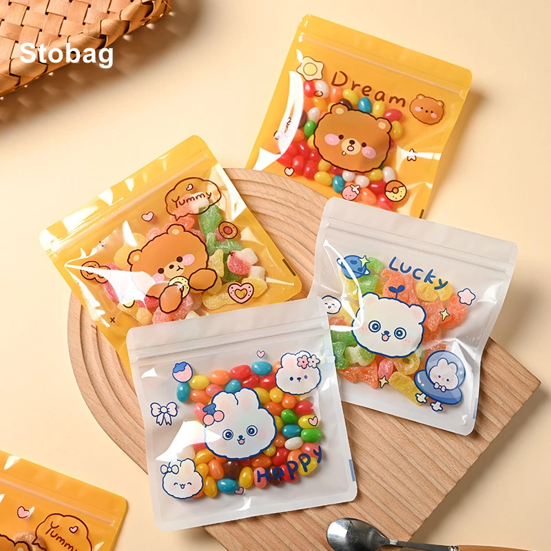 

StoBag 50pcs Transparent Candy Cookies Snack Packaging Ziplock Bags Cute Small Kids Child Plastic Sealed Food Storage Clear