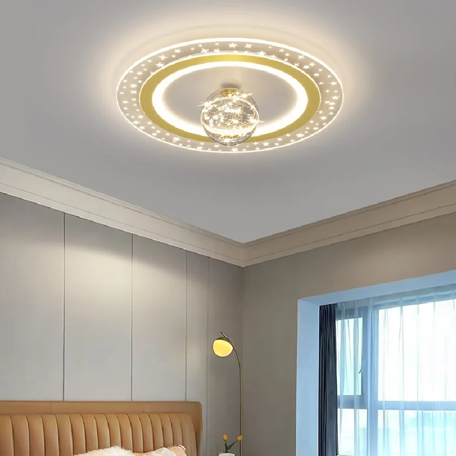

New Led Gold Chandelier Nordic Modern Minimalist Gypsophila Bedroom Ceiling Lights Living Room Creative Loft Decor Balcony Lamp