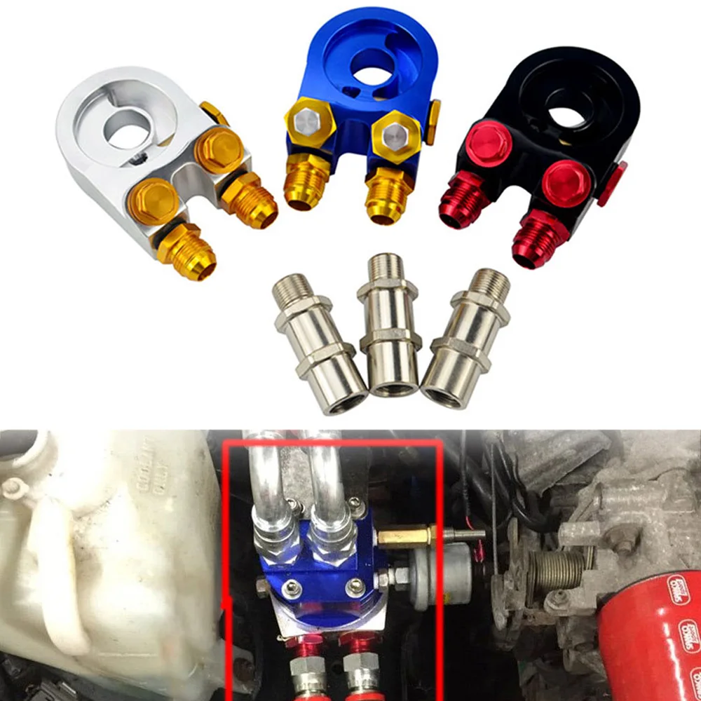 

Universal Car Oil Filter Cooler Sandwich Plate Adapter Aluminum Oil Press Temp Sensor Adapter M20*1.5 AN10 Auto Parts