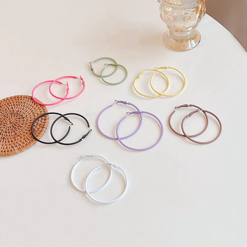

Fashion Simple Candy Color Big Hoop Earrings 2022 New Trend Atmosphere Exaggerated Cool Trendy Women's Earring Jewelry