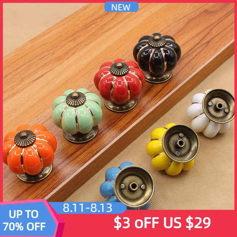 

Керамические ручки для ящиков TFAAI в виде тыквы, 40 мм, Окрашенные Ручки для кухонной мебели, шкафов, шкафов, комодов, детских шкафов, дверные ру...