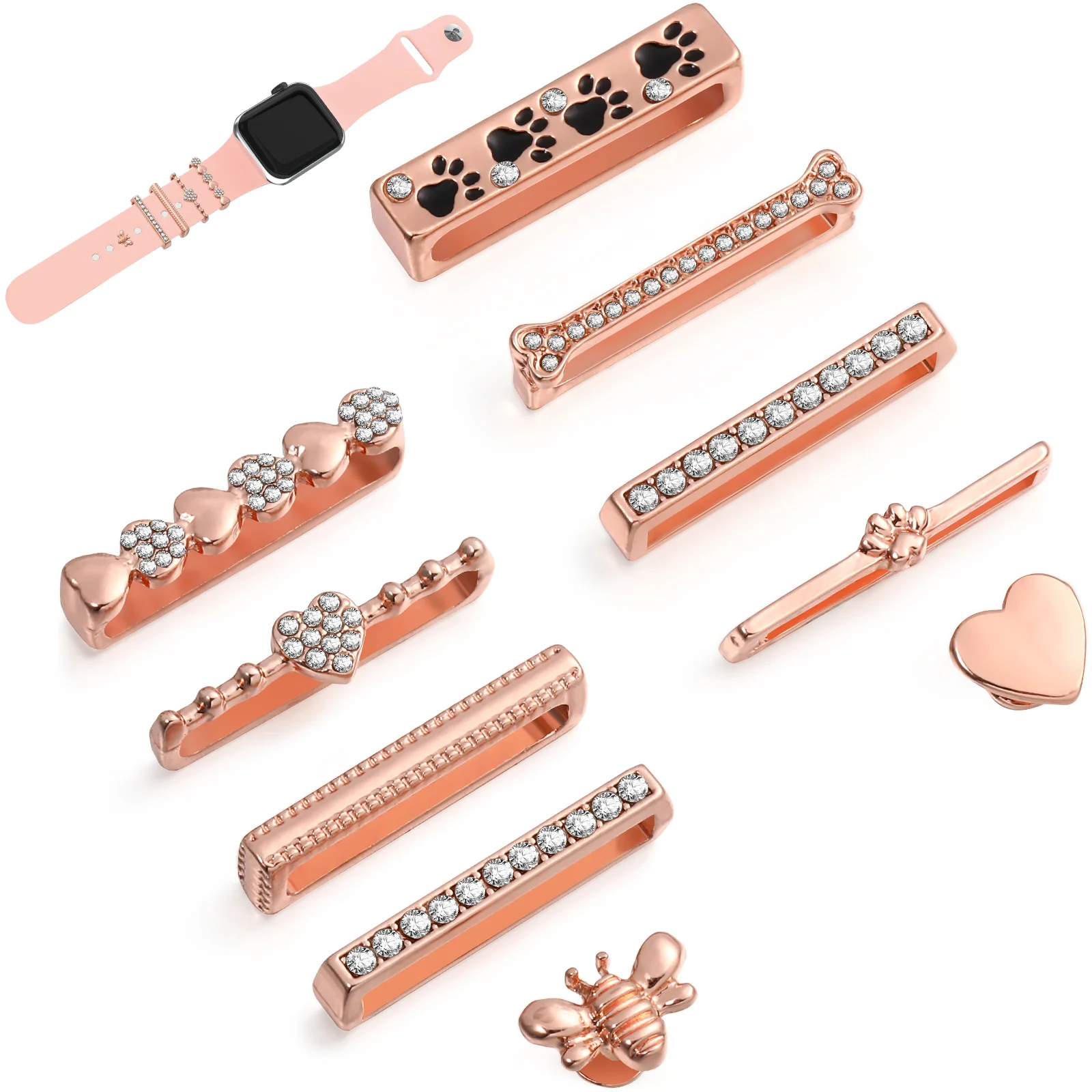

10 Pcs Strap Buckle Decorative Watch Charms Watchband Appple Bands Ring Accessories Metal Trim