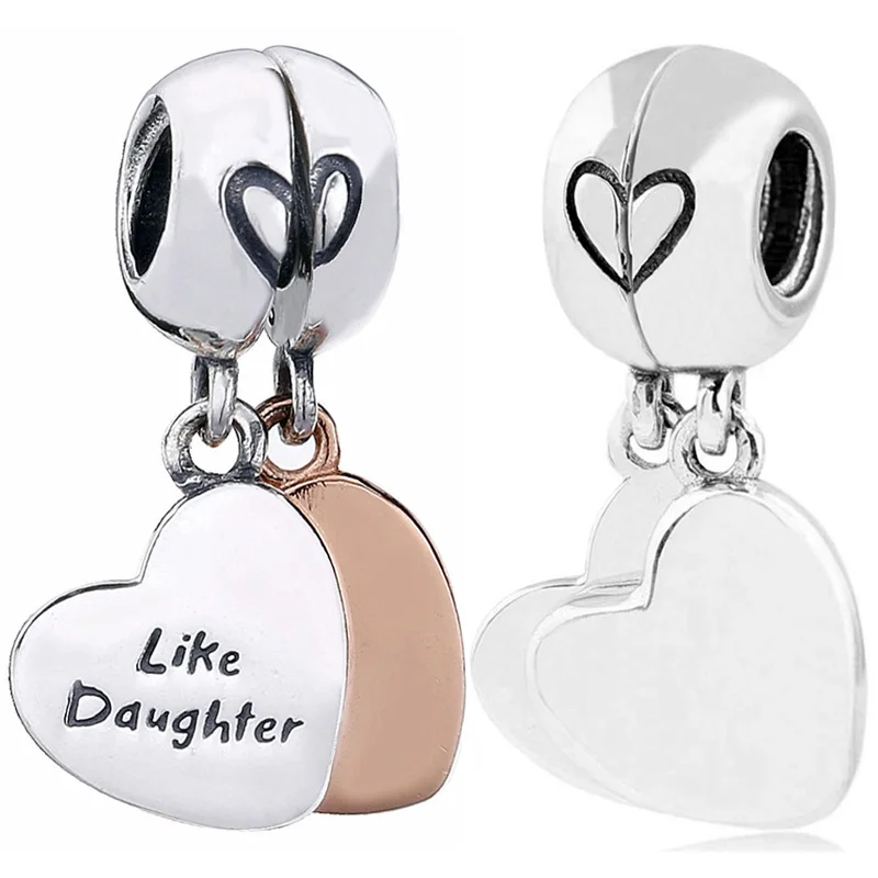 

Оригинальный кулон-сердце для матери и сына и дочери из двух частей, подвеска «сделай сам», ювелирные изделия, подходит для бусин из стерлин...