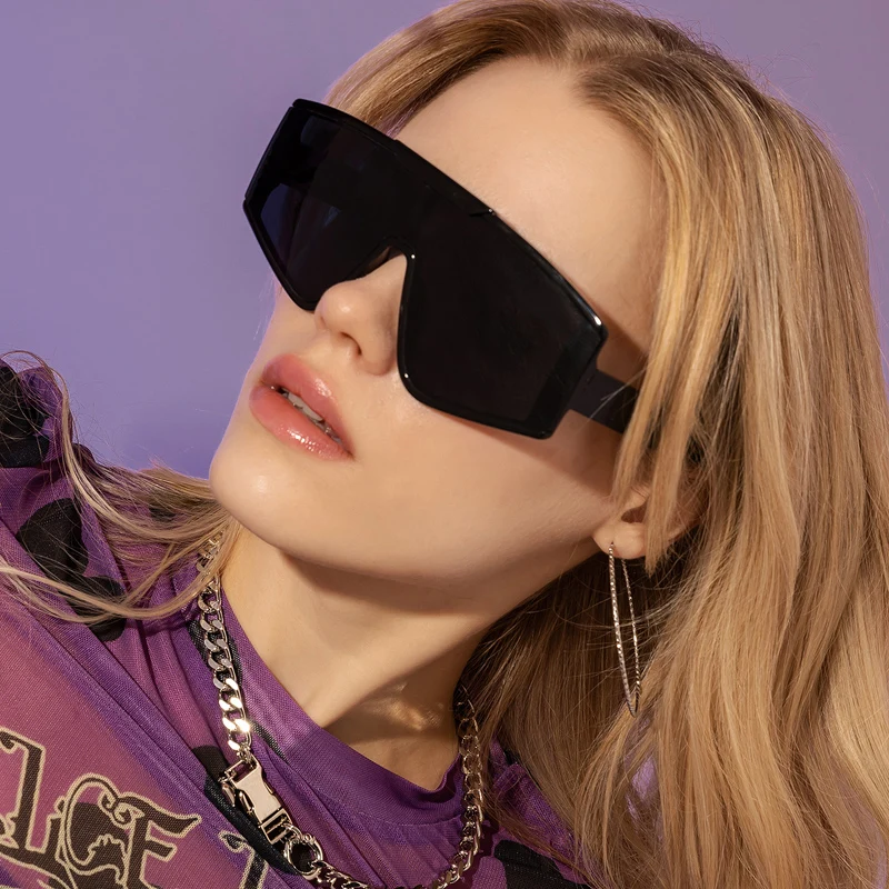

Fashion Trend Oversized Square Black Sunglasses Women Men Brand Designer High Quality Vintage Sun Glasses Female Goggle Oculos