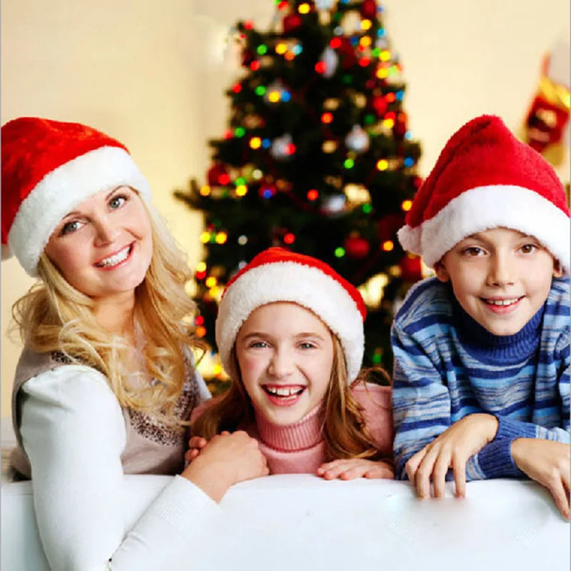 

Christmas Hat Adult Kids Santa Red White Beanie Polyester Cap Hats Christmas Decorative Ornaments Christmas Party Hat Xmas Gift