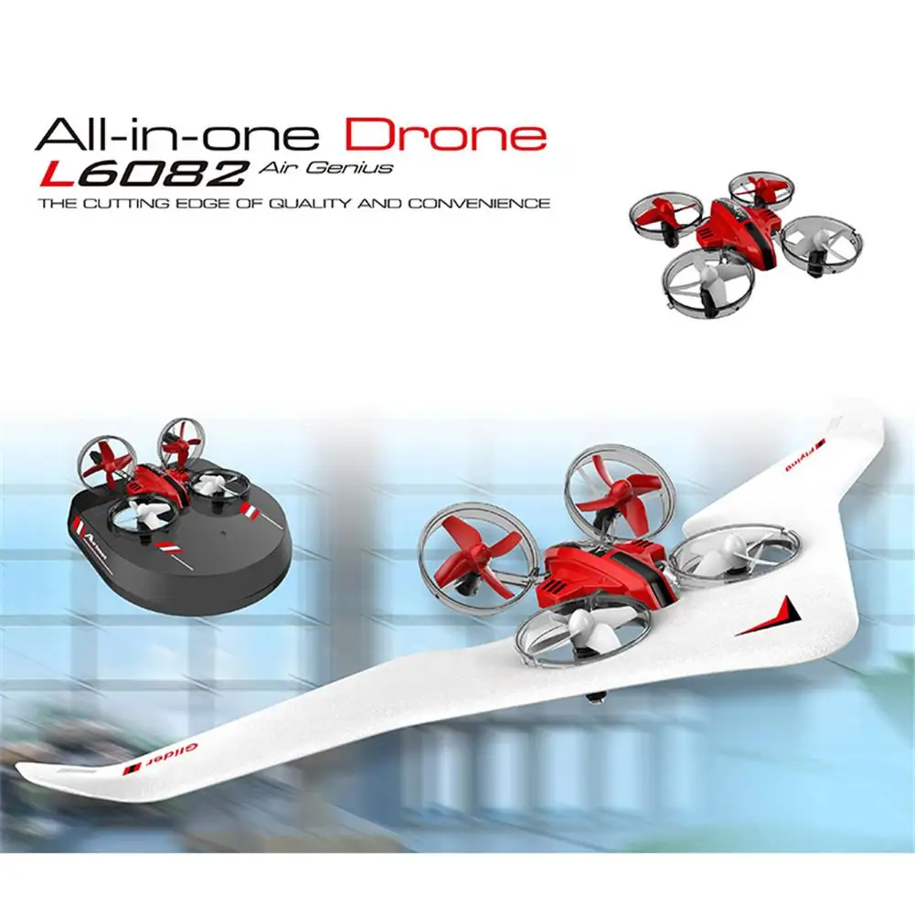 

L6082 DIY All in One Air Genius Drone 3-Mode With Fixed Wing Glider Attitude Hold RC Quadcopter RTF Chidlren Birthdays Gifts