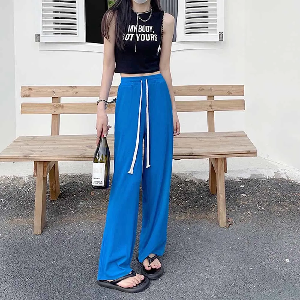 

Женские брюки на шнуровке, с завышенной талией и широкими штанинами