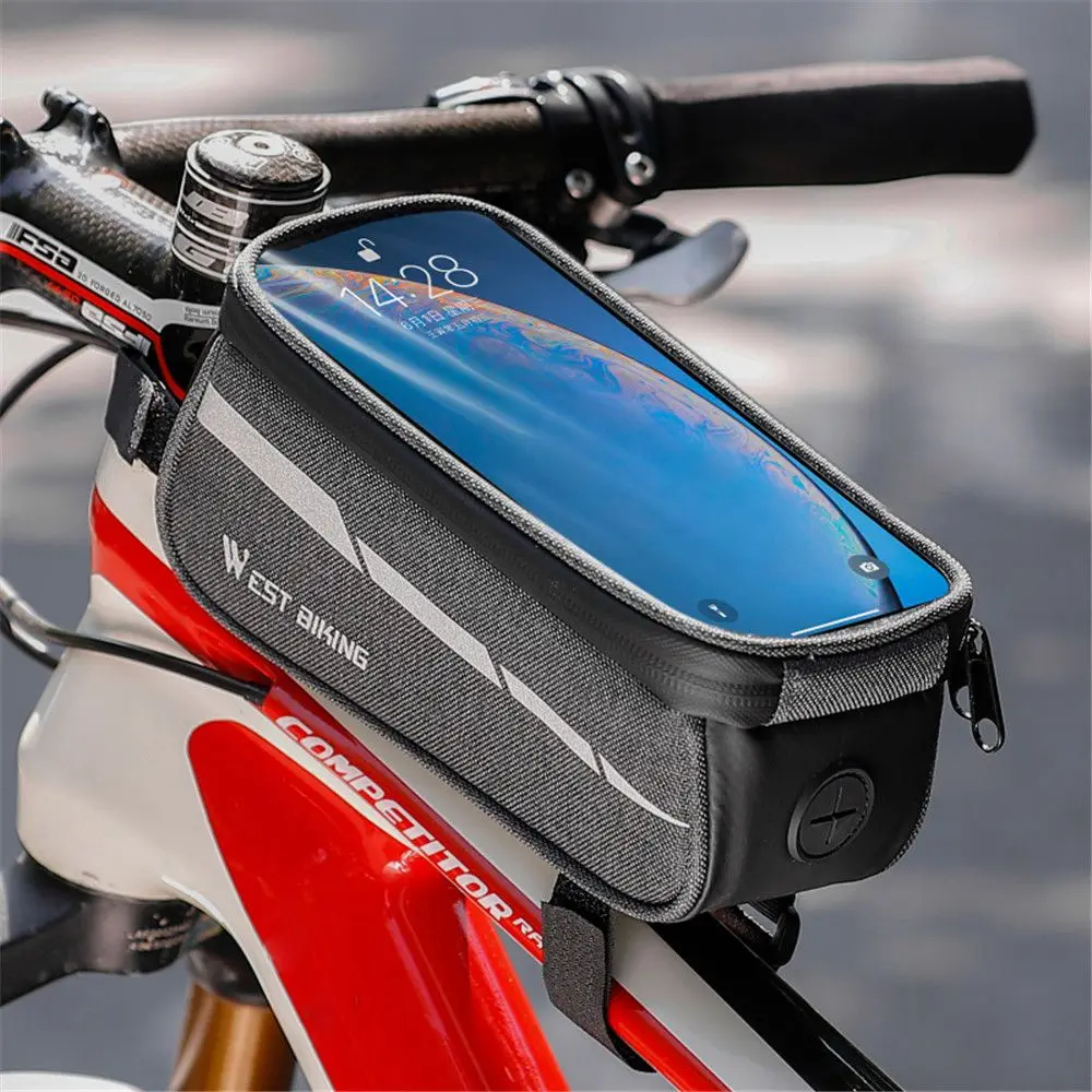 

Frame Pannier Large Capacity Cross Bar Front Beam Bags Bike Bag Bicycle Top Tube Case Touch Screen Phone Holder