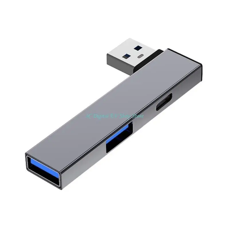 Фото E74D Концентратор USB3.0 4 в 1 с USB3.0, портом USB2.0 USB-адаптер типа C + 2USB USB-разветвитель 5 Гбит/с Порт USB C для данных №3
