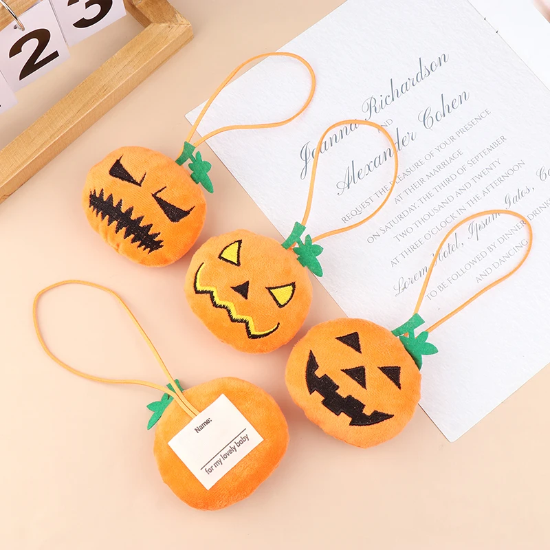 

Halloween Name Sticker Pendant Cartoon Devil Pumpkin Head Plush Doll Anti-lost Mark Luggage Tag Charm Keychain Bag Decor