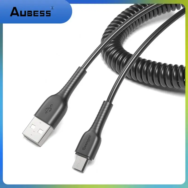 

1.2m Micro Usb Cable Charging Spring Data Cable Portable Convenient Spring Micro Usb Cable Office Accessories Black Stretchable