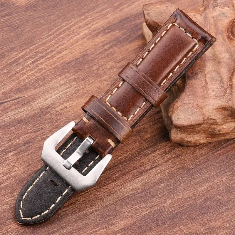 Leather Watchbadns 20mm 22mm 24mm Dark Brown Woemn Men Cowhide Watch Band Strap Watch Accessories