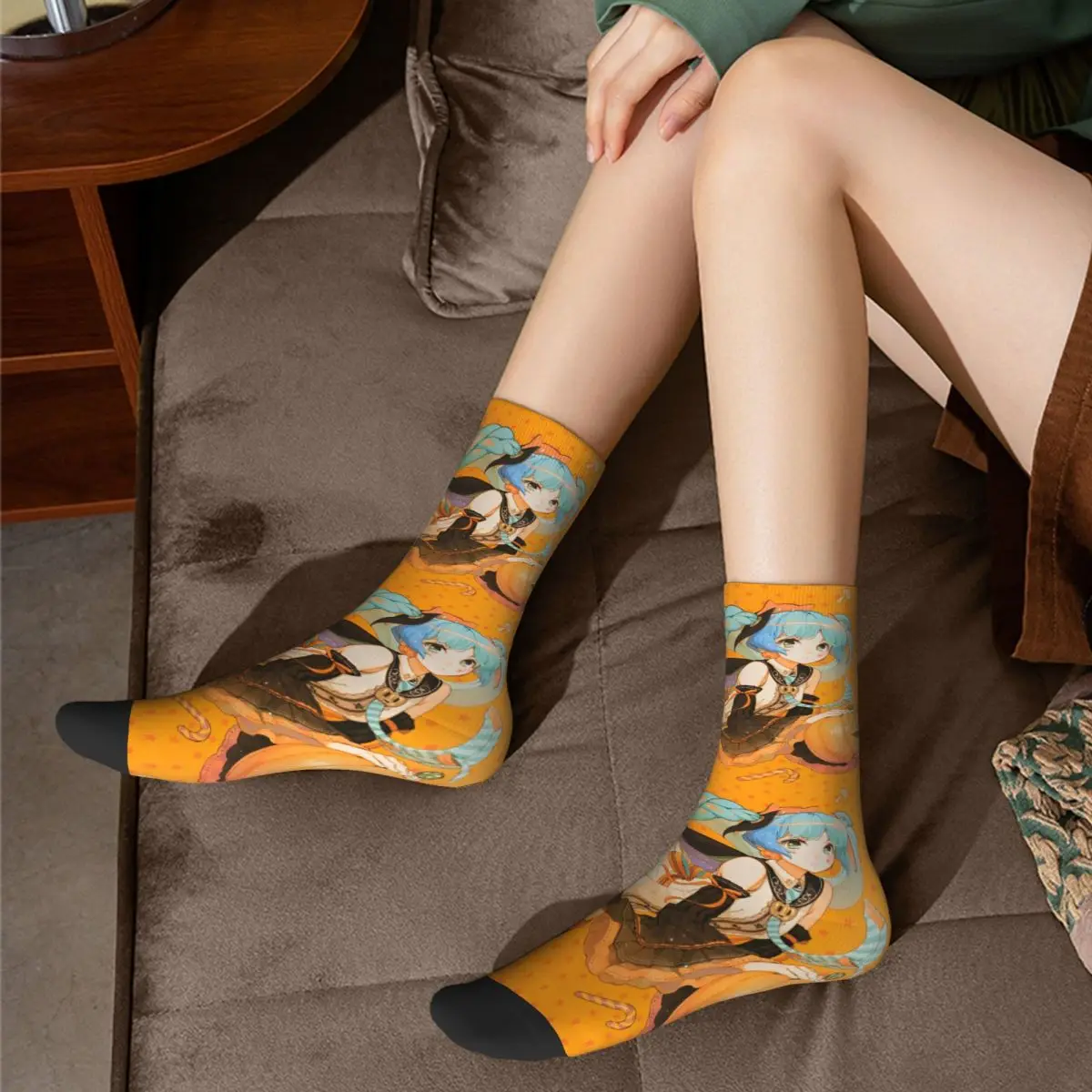 Носки для Хэллоуина с тыквами Miku виртуальный идол японские аниме носки мужчин и