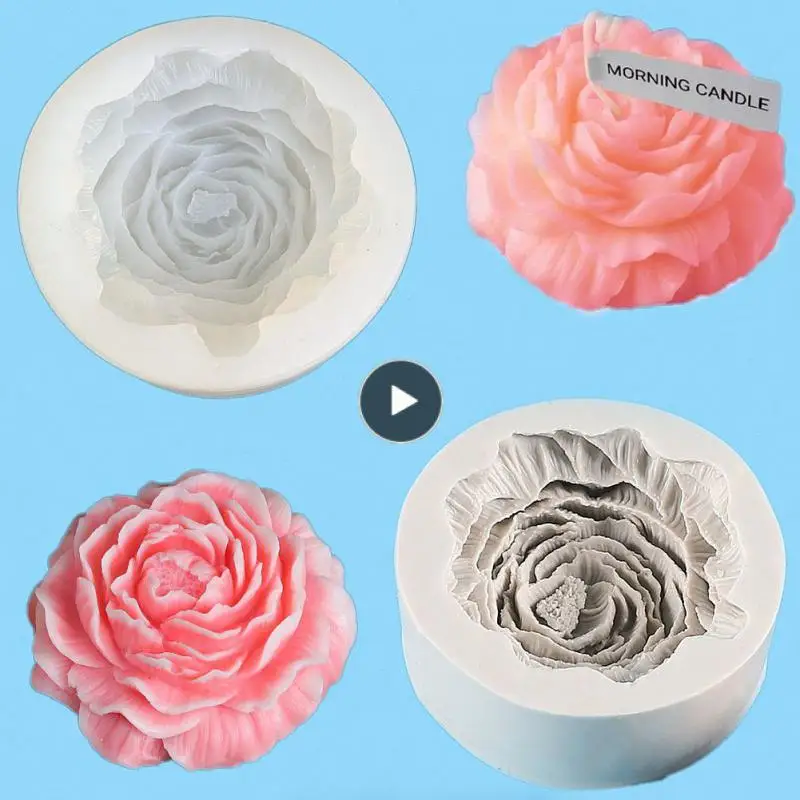 

Large 3d Peony Flower Mold Silicone Peony Mold Handmade Scented Candle Cake Baking Mold For Scented Candle Gypsum Soap Hot Diy