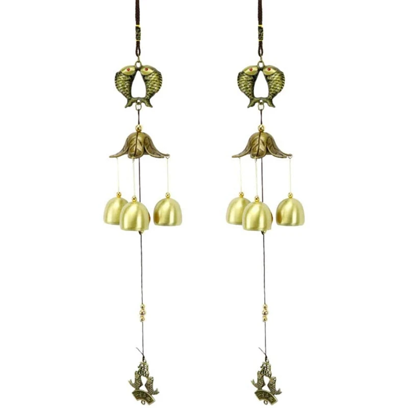 2 шт. металлические колокольчики с рыбьим украшением винтажные ветряные