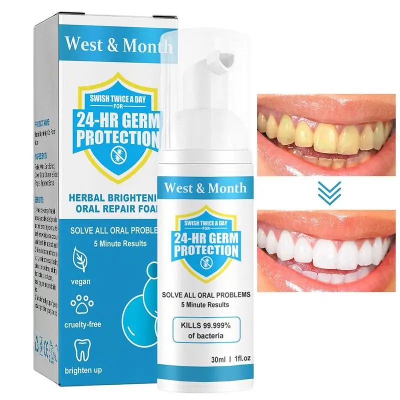 

Foaming Toothpaste Natural Teeth White Mousse 30ml Intensive Stain Removal Toothpastes Deeply Cleans Whitens Teeth And Fights