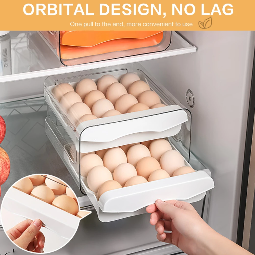 

Органайзер для хранения яиц в холодильнике, держатель для яиц для холодильника, 2-Ярусный выдвижной ящик типа штабелируемые корзины для хранения, прозрачный пластиковый держатель для яиц