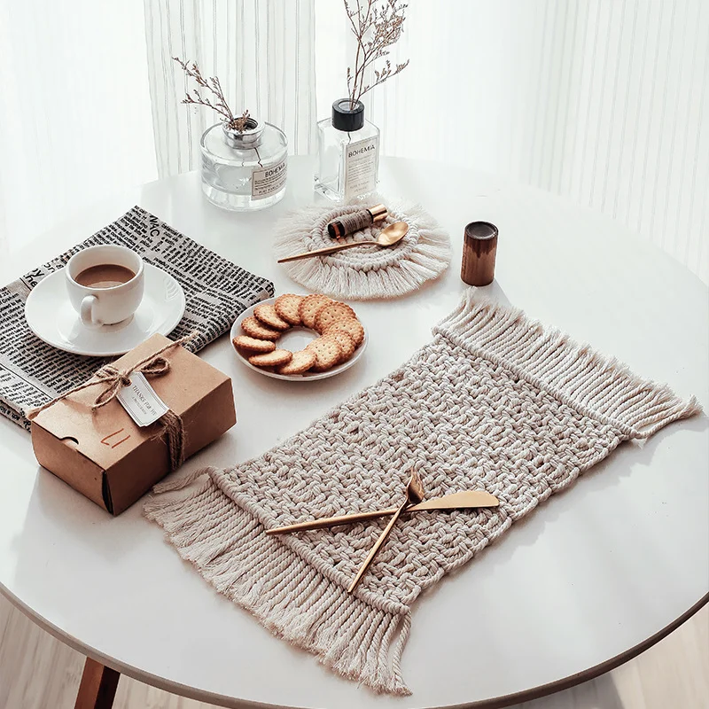 

Скандинавская подстилка для украшения дома, плетеная коврик для обеденного стола, утолщенная термоизоляционная подставка, нескользящая по...